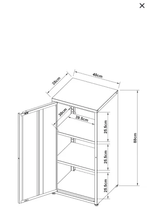 Armario Metálico Blanco 1 Puerta con baldas