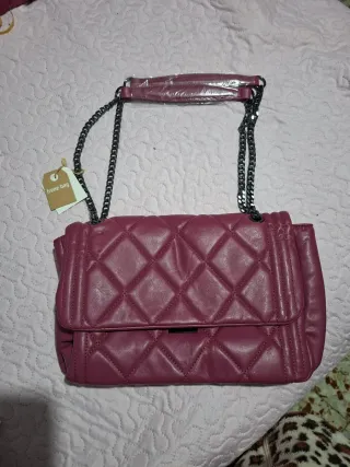 Bolso de mano acolchado rosa/morado