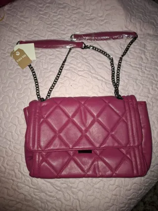 Bolso de mano acolchado rosa/morado