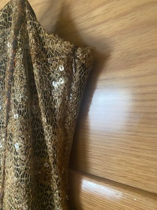 Vestido fiesta lentejuelas negro y dorado