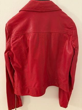 Cazadora Biker Piel Roja Mango Talla S