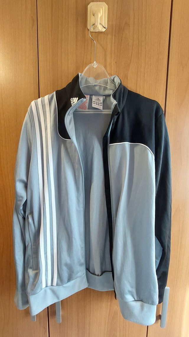Felpa Adidas uomo zip grigia nera M