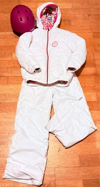 Traje de esquí para niña con capucha reversible