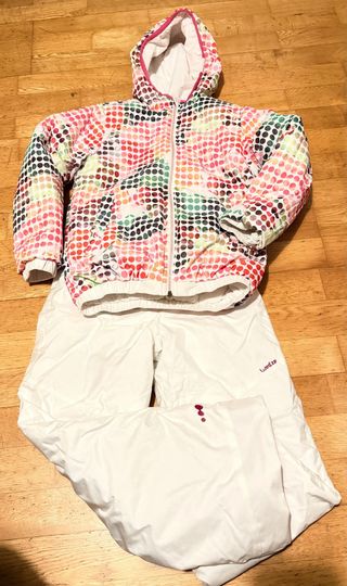 Traje de esquí para niña con capucha reversible