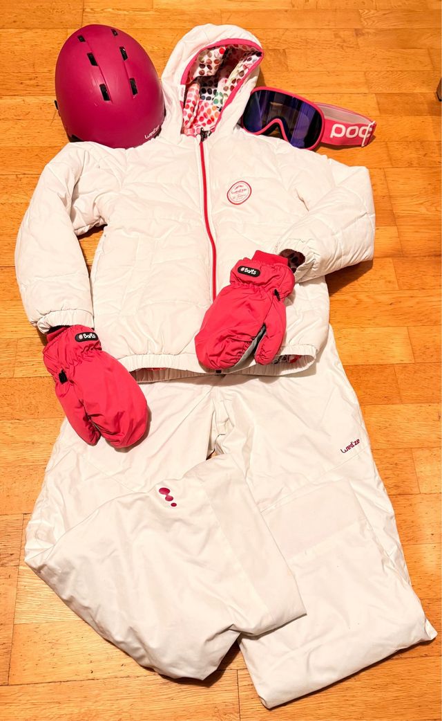 Traje de esquí para niña con capucha reversible