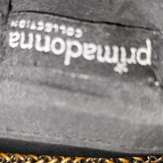 Borsetta nera con tracolla argentata.