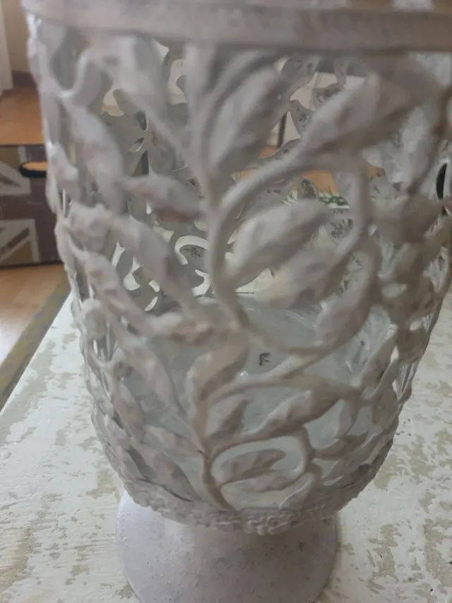 Jarrón decorativo metal y cristal