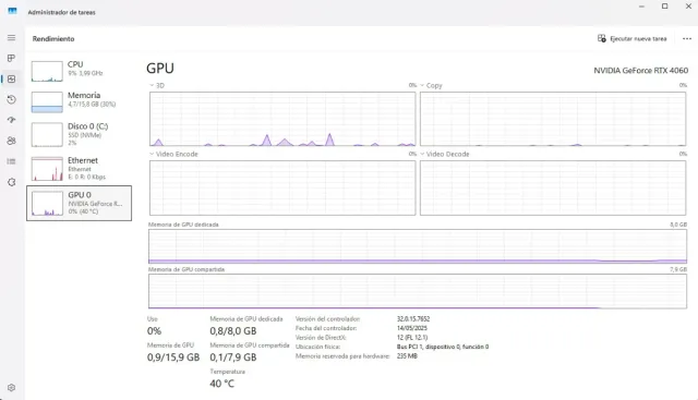 Ordenador Gaming Ryzen 7 RTX 4060 16GB RAM