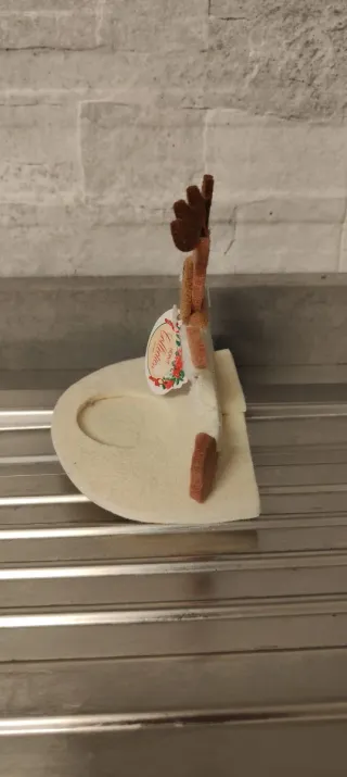 Decorazione natalizia renna tessuto e portacandela