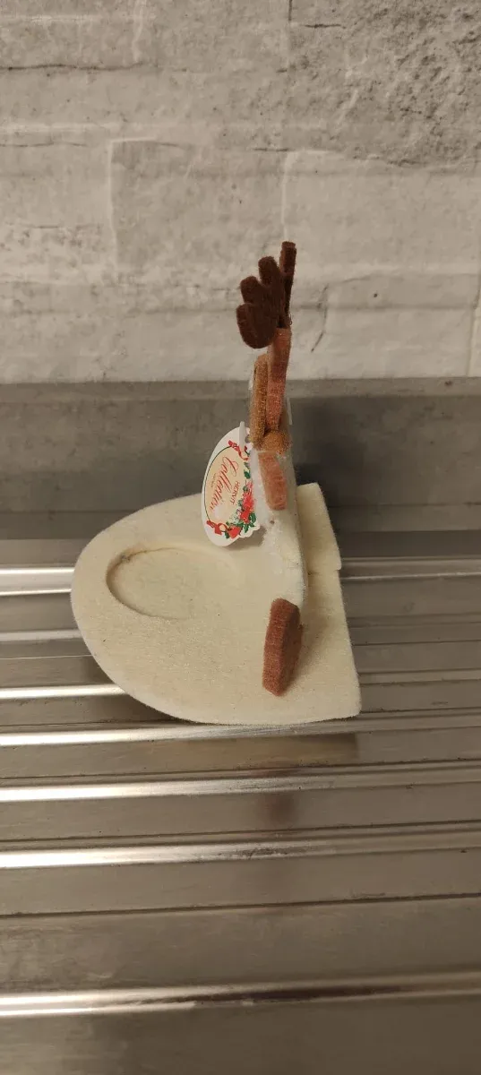 Decorazione natalizia renna tessuto e portacandela