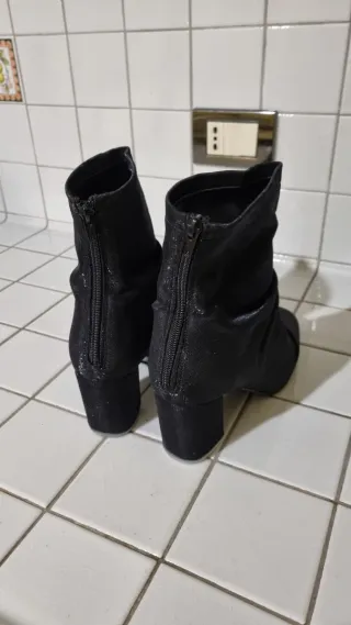 Stivaletti tacco 7cm tessuto laminato