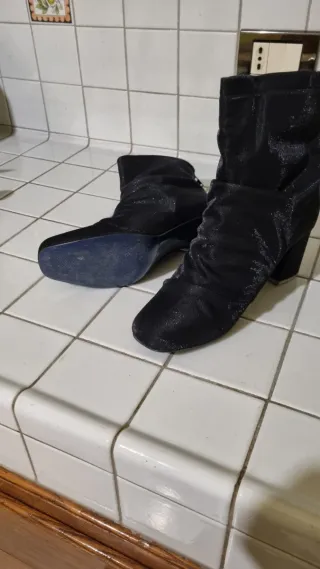 Stivaletti tacco 7cm tessuto laminato