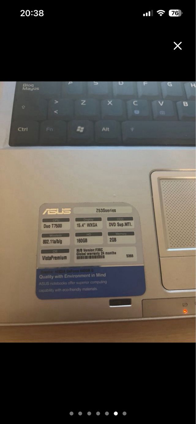 Portátil Asus Z53S gris plata