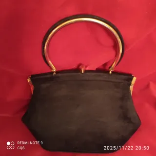 Bolso vintage mujer 50s/60s negro y dorado