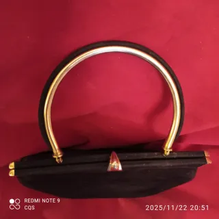 Bolso vintage mujer 50s/60s negro y dorado