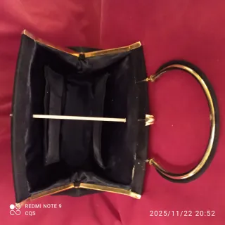 Bolso vintage mujer 50s/60s negro y dorado