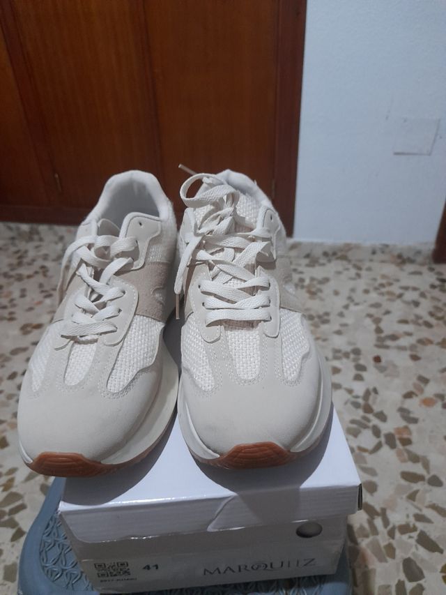 Tenis mujer beige y marrón talla 41