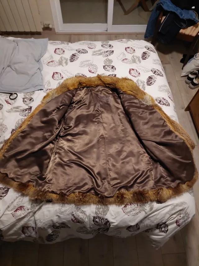 Abrigo Chaquetón Piel Marrón Naranja