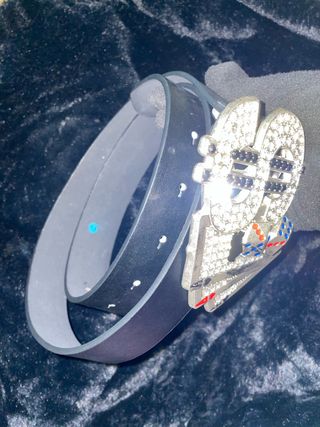 Cinturón Negro Hebilla Diamantes