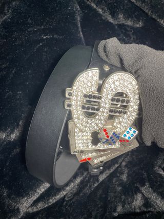 Cinturón Negro Hebilla Diamantes