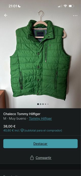 Chaleco Tommy Hilfiger Verde Talla M