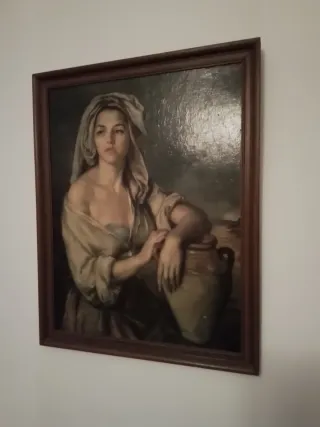 Pintura de mujer con cántaro