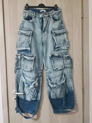Jeans Cargo Donna Blu