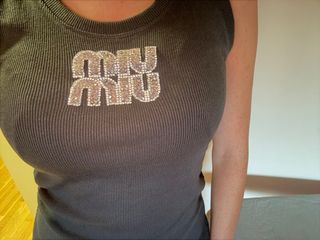 Top Miu Miu Negro Brillo nueva