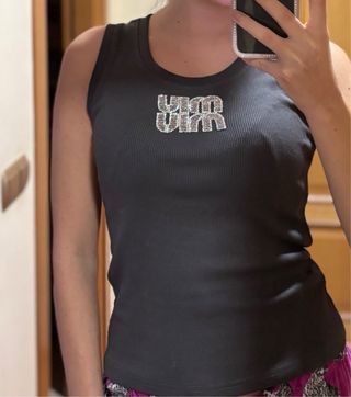 Top Miu Miu Negro Brillo nueva