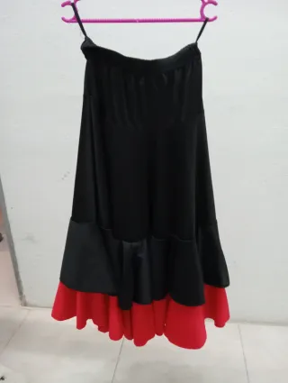 Falda flamenca negra y roja para niña 4 5 años