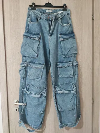Jeans Cargo Donna Blu