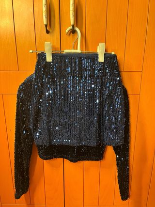 Top lentejuelas azul talla S