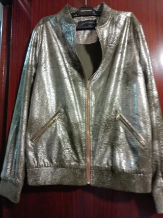 Cazadora brillo color gris con brillo