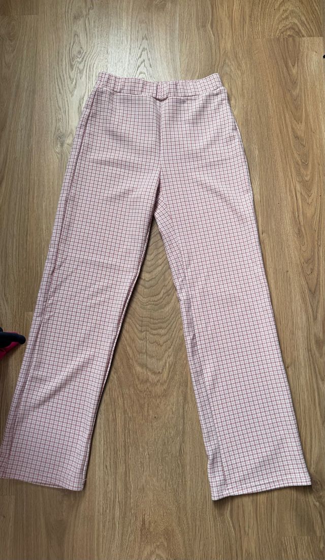 Pantalones de cuadros rosa y blanco