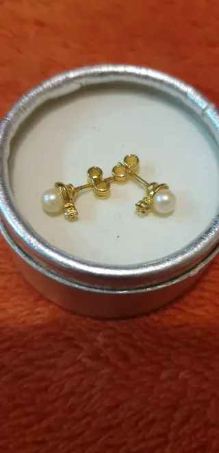 Pendientes niña acero perla y circonita