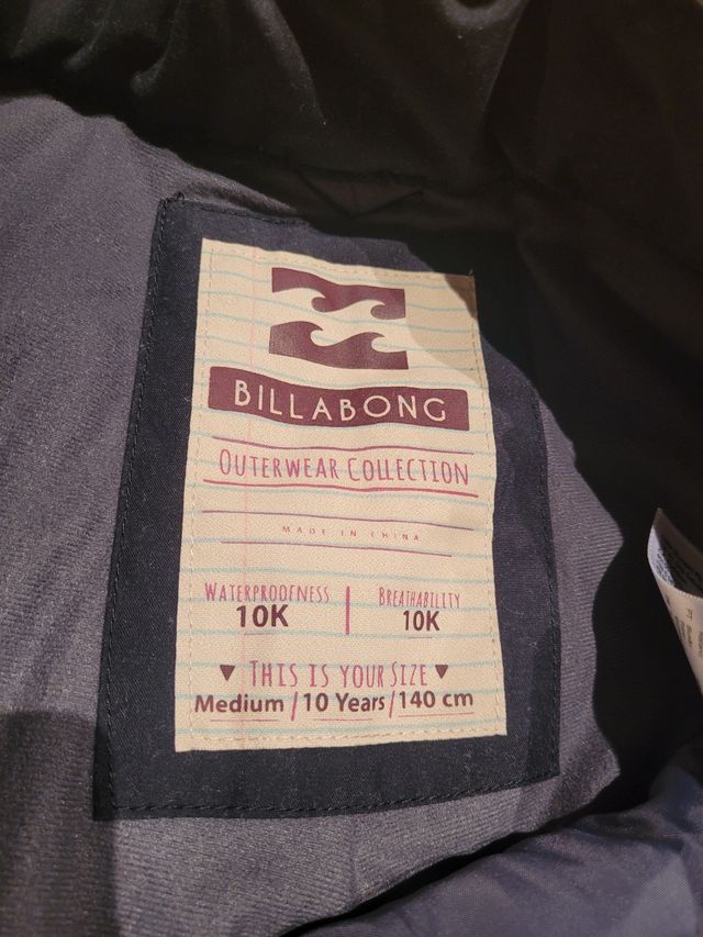 Pantalón de esquí negro Billabong 10 años