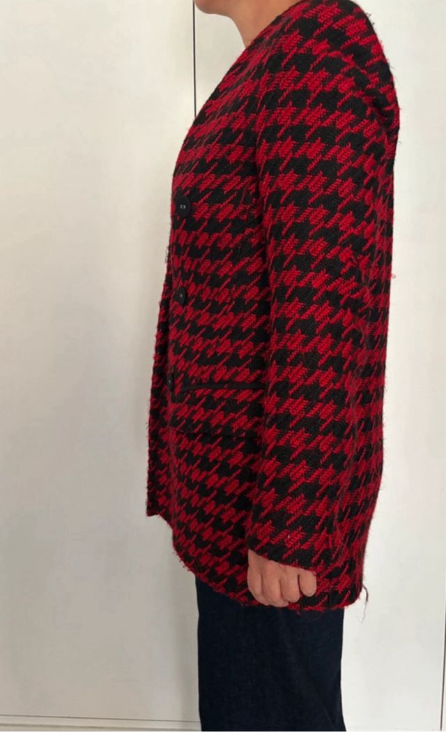 Blazer Zara Doble Botonadura Rojo y Negro