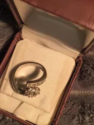 Anillo Oro Blanco 18 kilates Diamantes 15 pz.R1