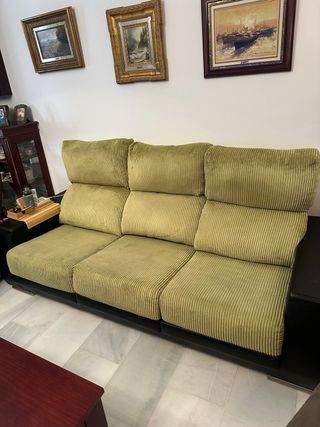 Sofá cama modular corduroy y piel