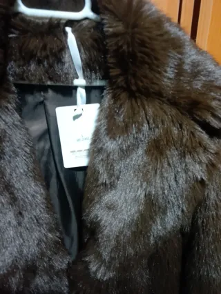 Abrigo pelo mujer marrón Talla única