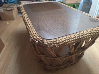 Conjunto 3 Mesas Vime com Tampo Vidro