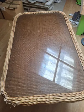 Conjunto 3 Mesas Vime com Tampo Vidro