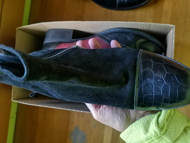 2 pares botas piel negras y burdeos