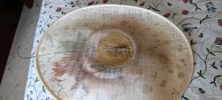 Tocado grande original beige y blanco