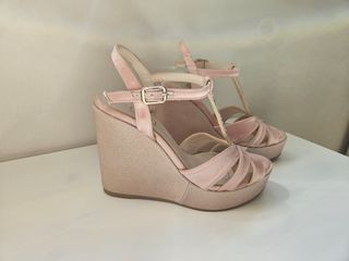 Zapatos de cuña LODI dorados y rosas