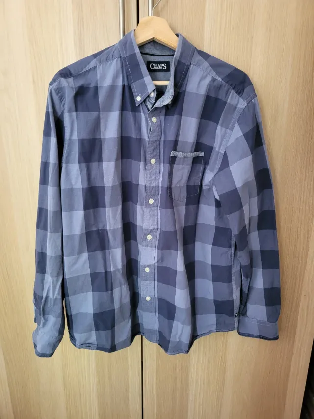 Camisa Chaps Cuadros Azul/Gris Talla XL