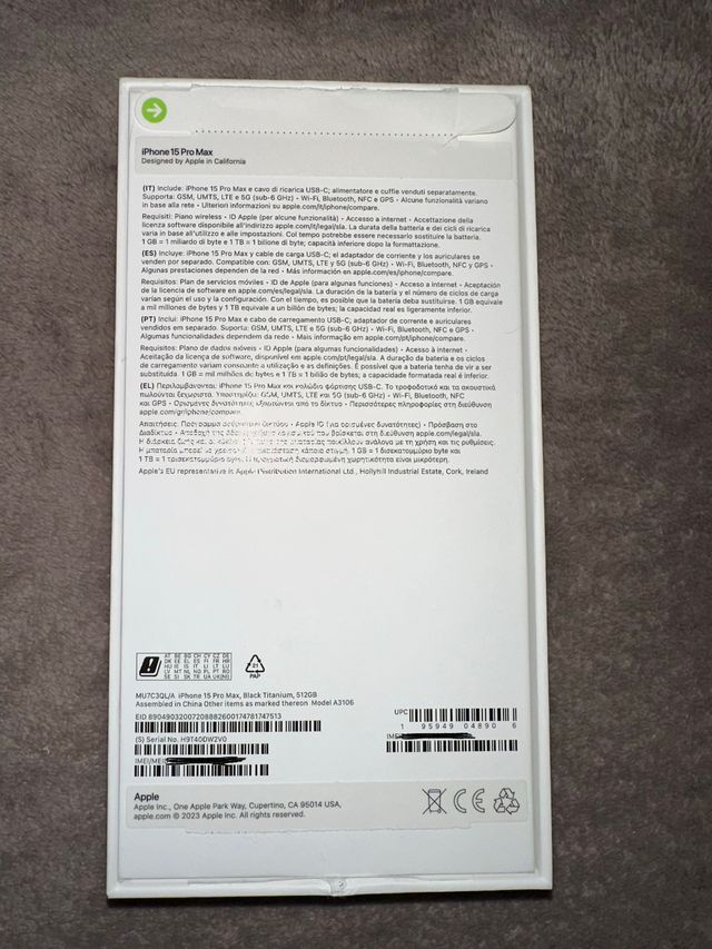 Caixa vazia iPhone 15 Pro Max