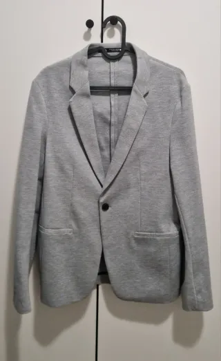 Americana hombre gris algodón Talla S