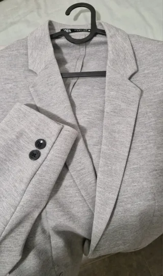 Americana hombre gris algodón Talla S