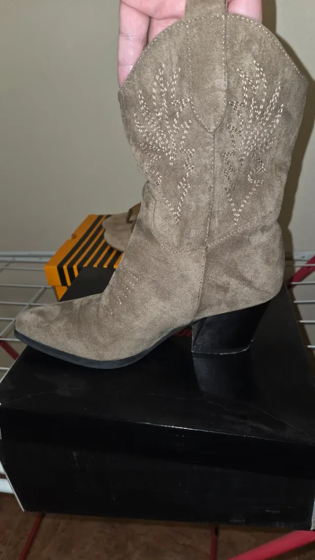 Botas de ante mujer beige/gris